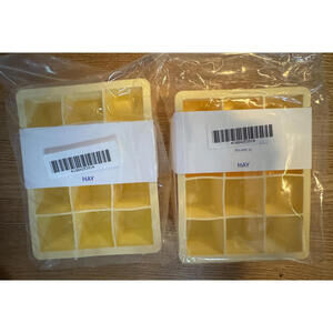 Set of 2 Danish Brand Hay Yellow Silicone Ice Cube Trays Square XL NEW!!